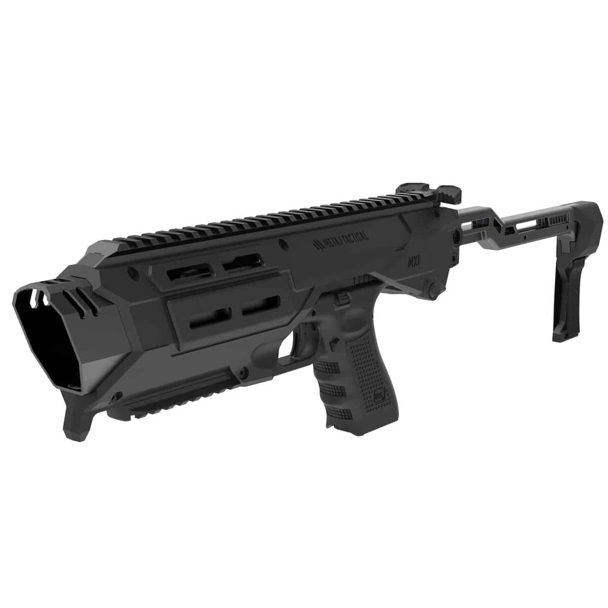 Meta Tactical MX-1 front angle showing the top rail and shroud