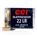 22 LR - 45 Grain LHP - CCI Suppressor - 5000 Rounds