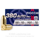 380 Auto - 95 Grain FMJ - Fiocchi - 1000 Rounds
