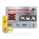 20 Gauge - 2-3/4" 1 oz. #6 Shot - Winchester Super-X High Brass Game Load - 250 Rounds