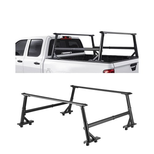 VEVOR Truck Ladder Rack, 21-31.5 in Height, Adjustable Non-Drilling Aluminum Cargo Rack with Sidebar, 800 lbs Static Capacity, Ideal for Canoes, Surfb