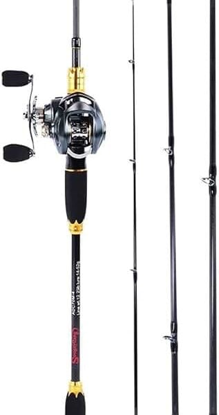 Fishing Rod Fishing Rod and Baitcasting Reel Combo 4 Sections Carbon Casting Lure Rod and Baitcast Reel Sets Fishing Combos (Size : 2.1M and Left Hand) ()