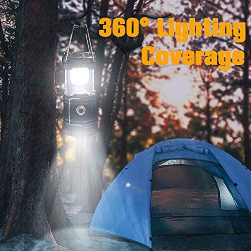 Collapsible Portable LED Camping Lantern XTAUTO Lightweight Waterproof Solar USB Rechargeable LED Flashlight Survival Kits for Indoor Outdoor Home Emergency Light Power Outages Hiking Hurricane 4-Pack - Image 3