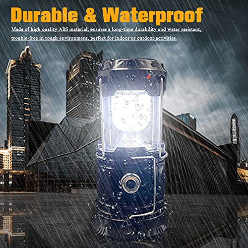 Collapsible Portable LED Camping Lantern XTAUTO Lightweight Waterproof Solar USB Rechargeable LED Flashlight Survival Kits for Indoor Outdoor Home Emergency Light Power Outages Hiking Hurricane 4-Pack - Image 4