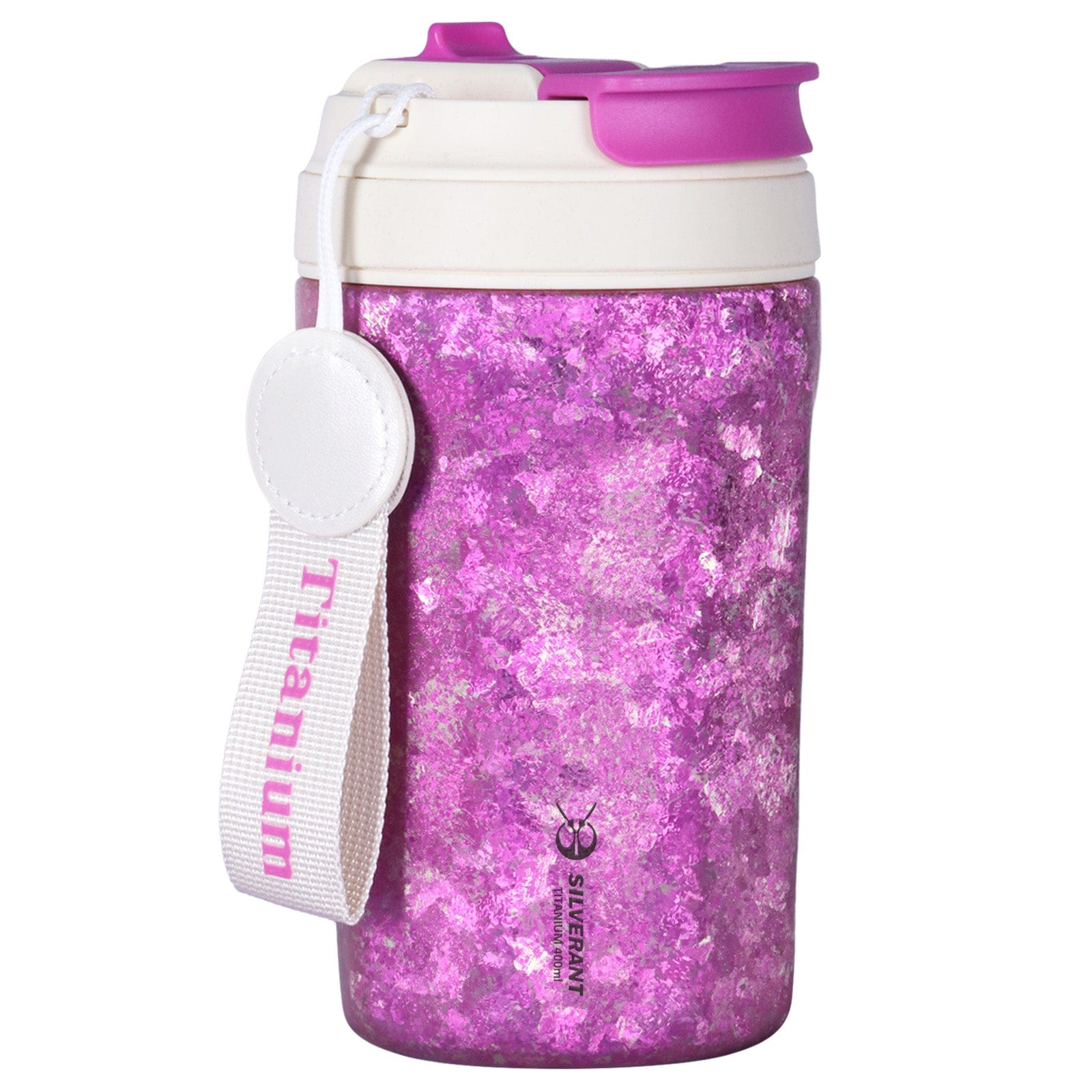 Crystallized Titanium Insulated Travel Coffee Mug with Lid 400ml/14 fl oz - 5 Colors - Bold Purple