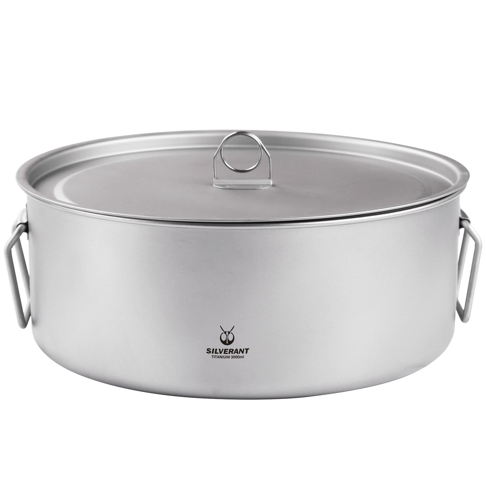 Extra Large 2-Piece Titanium Camping Cookware Set With - Titanium Camping Pot with Hanging Handles & Lid – 3000ml / 105.6 fl oz (Single Pot Only)