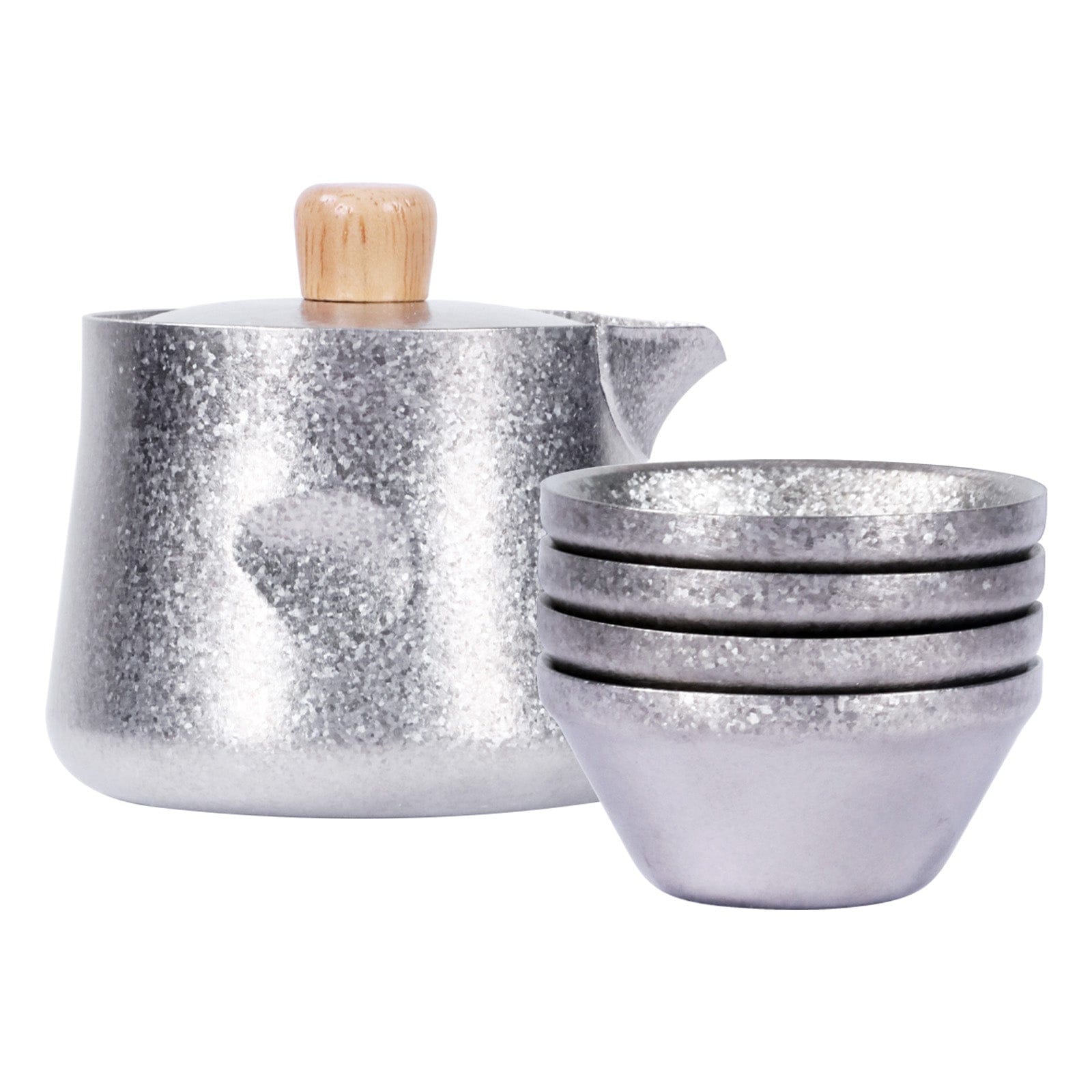 Crystallized Titanium Breeze Travel Teapot & Cups Set