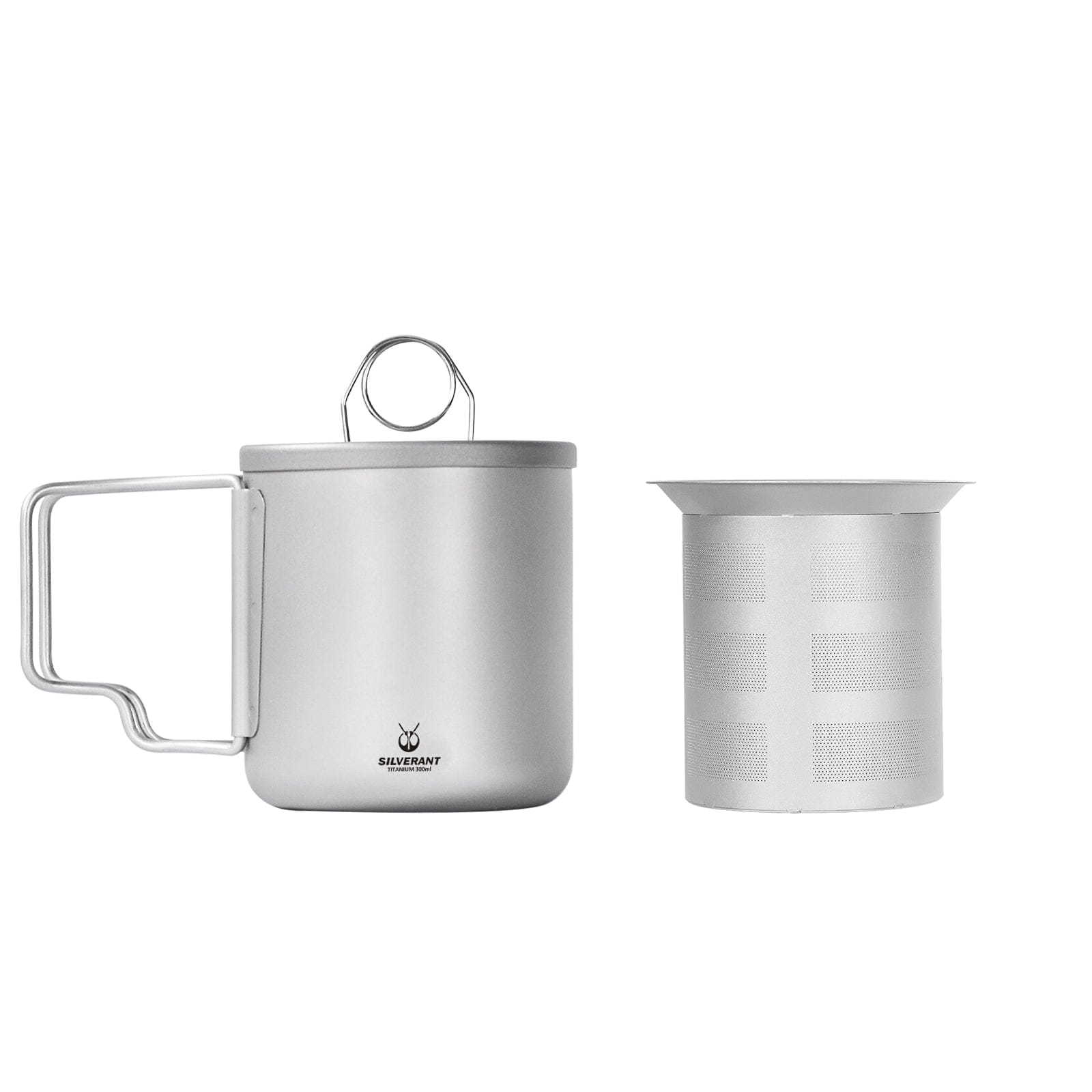 Titanium Double Wall Mug 300ml/10.14fl oz - Classic & Foldable Handles - Folding Handles