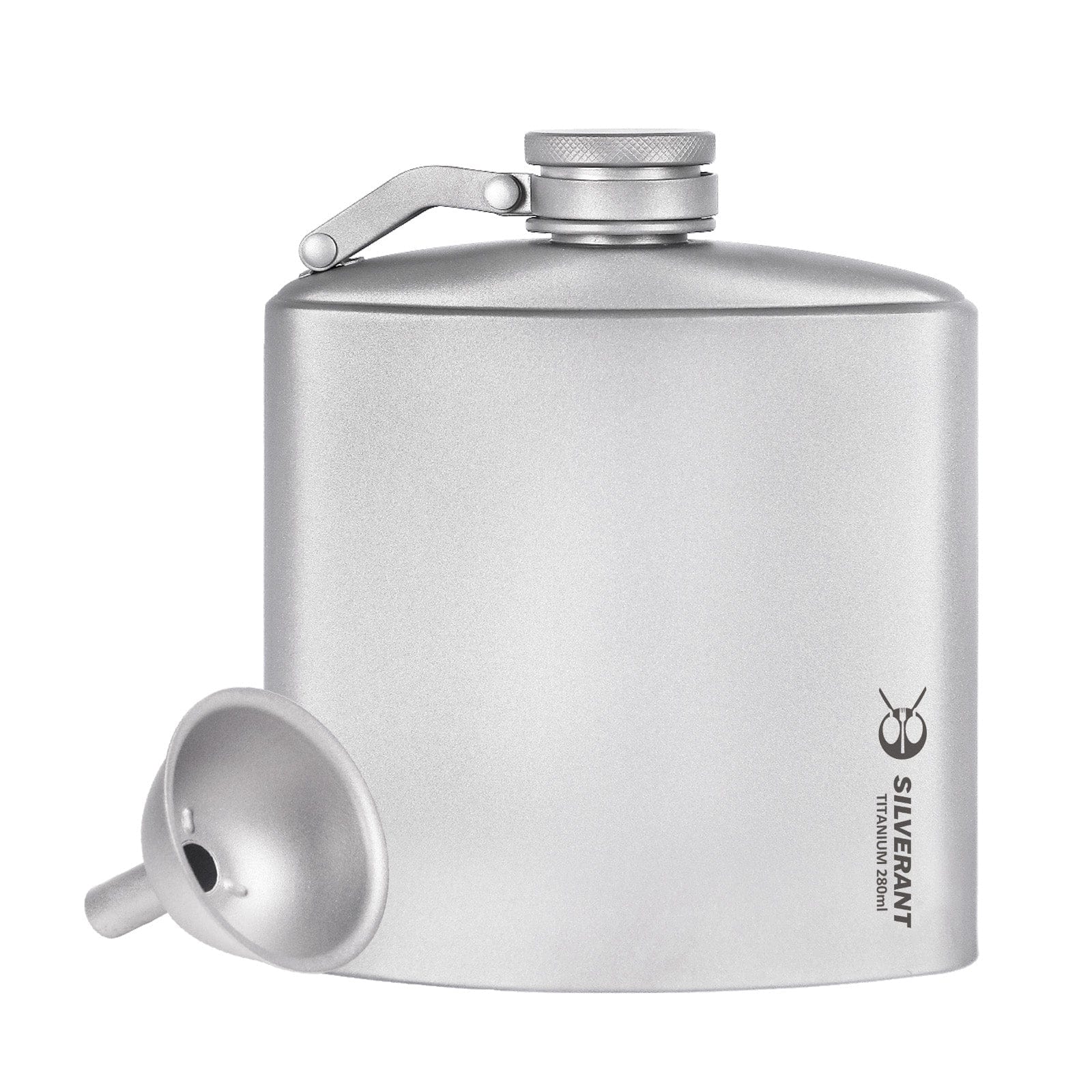 Titanium Hip Flask & Funnel - 280ml/9.47 fl oz & 450ml/15.22 fl oz - 280ml/9.47 fl oz Sandblasted Finish