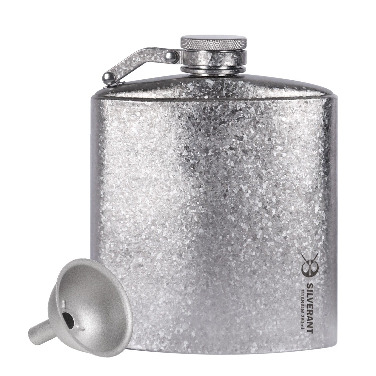 Titanium Hip Flask & Funnel - 280ml/9.47 fl oz & 450ml/15.22 fl oz - 280ml/9.47 fl oz Crystallized Finish