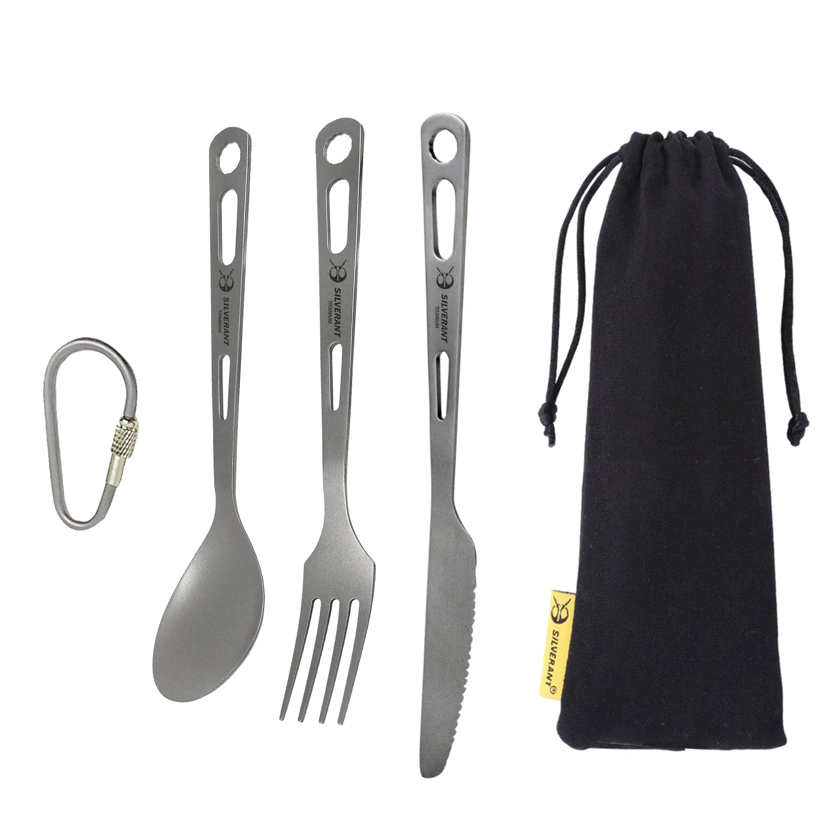 Titanium 3-Piece Cutlery Set (Knife, Fork and Spoon) - Sandblasted
