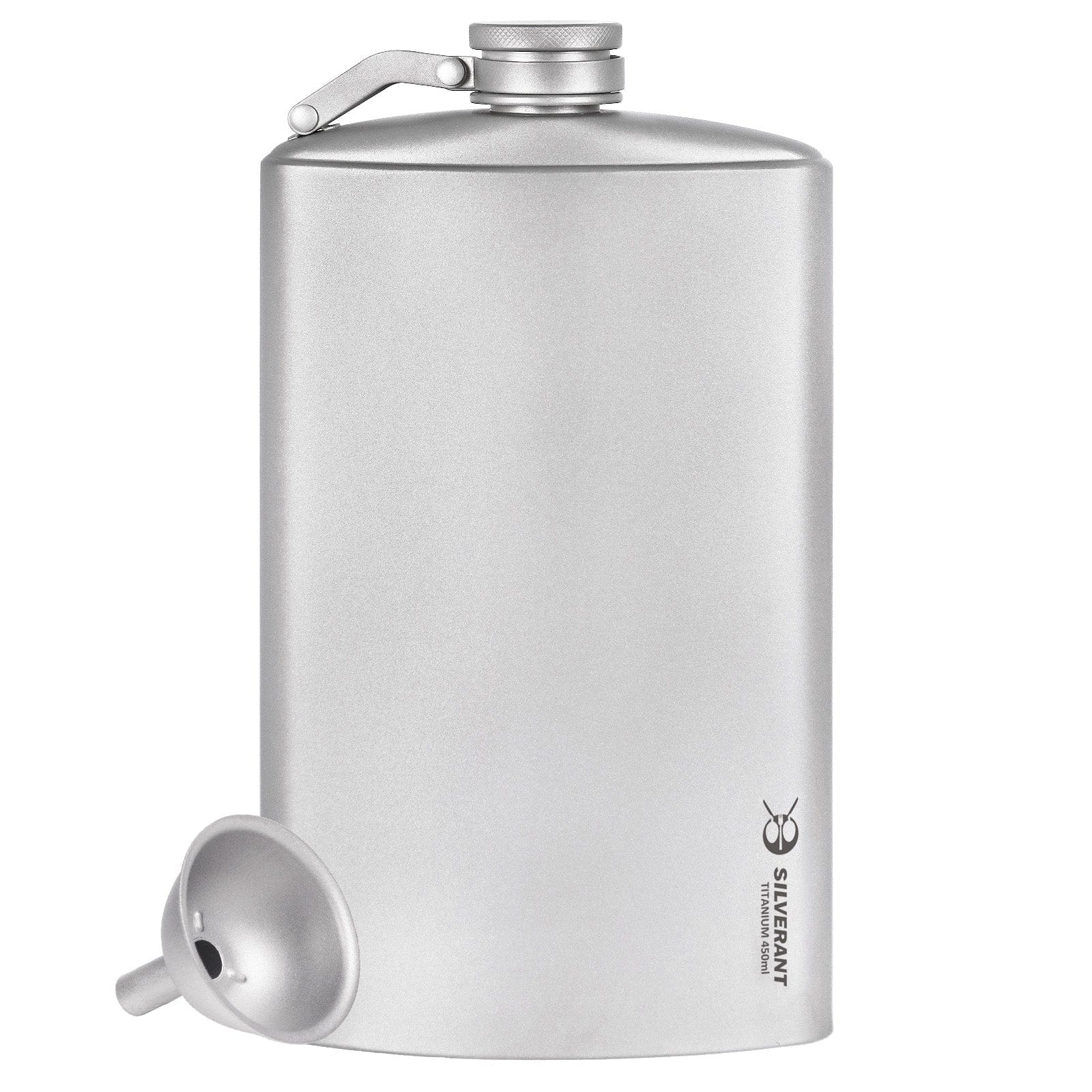 Titanium Hip Flask & Funnel - 280ml/9.47 fl oz & 450ml/15.22 fl oz - 450ml/15.22 fl oz Sandblasted Finish