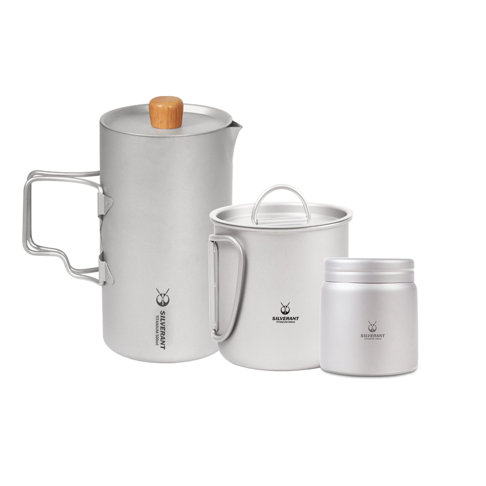 Titanium Coffee French Press Kit with Cup & Grounds Container