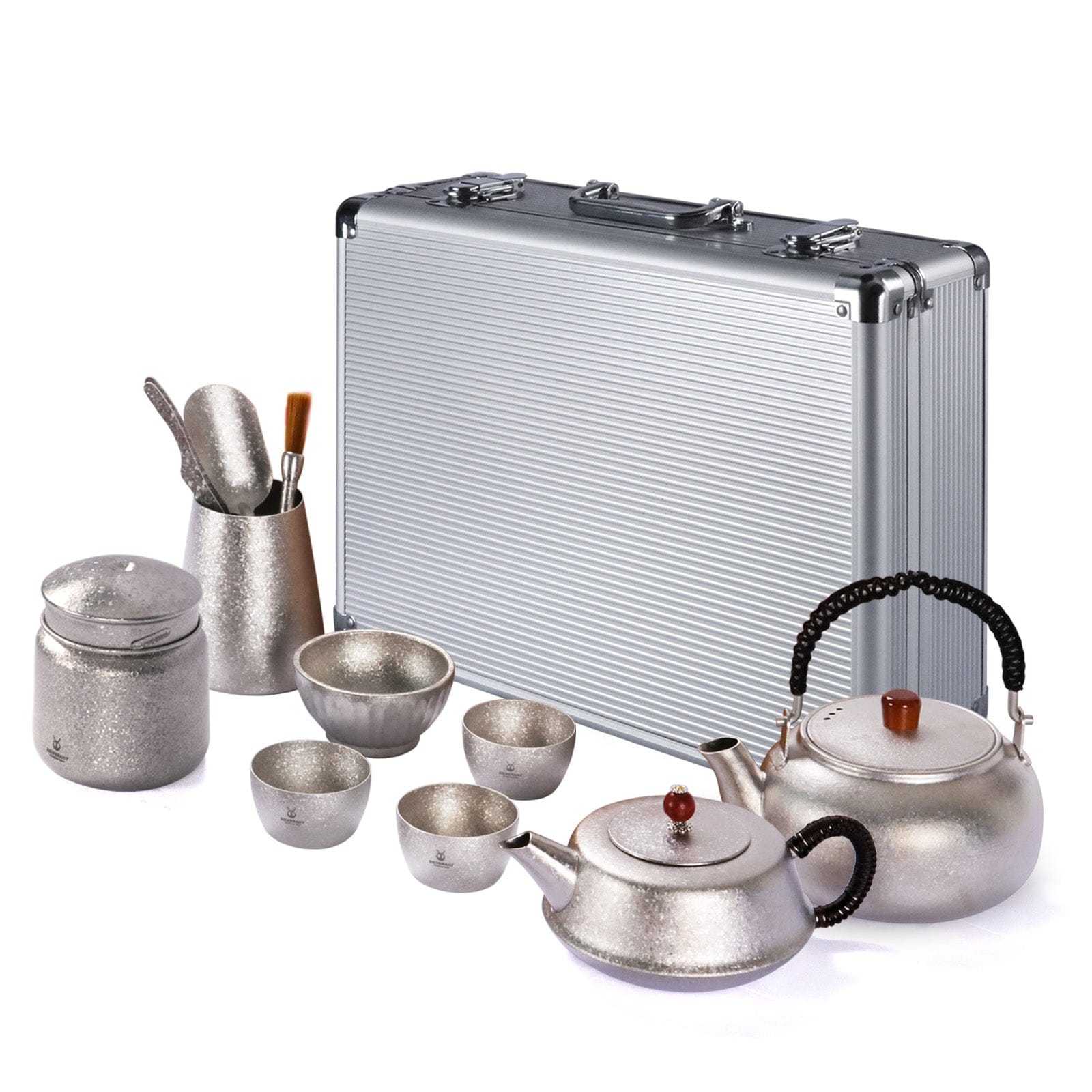 Large Crystallized Titanium Travel Tea Set - The Complete Tea Ceremony Set