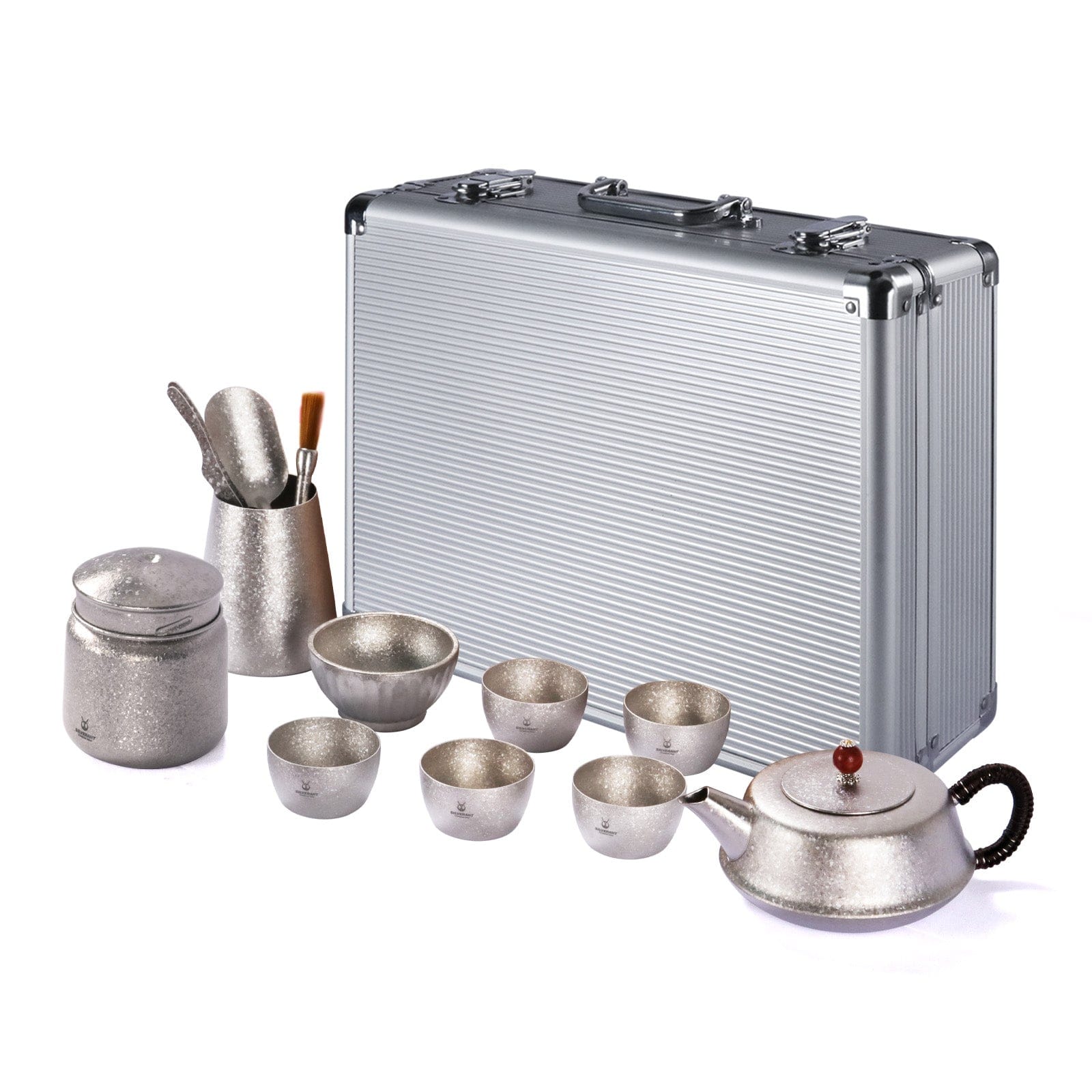 Large Crystallized Titanium Travel Tea Set - The Streamlined Set