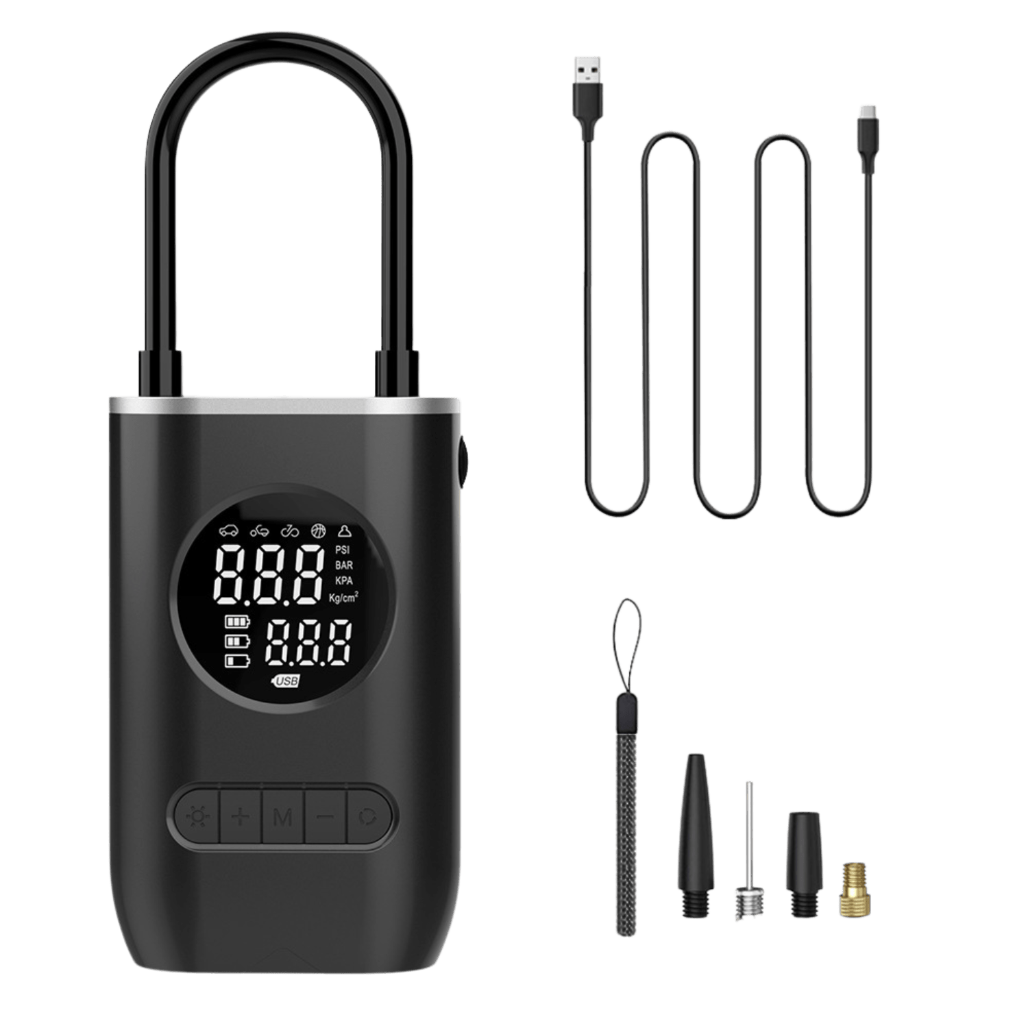 Mini Portable Electric Bicycle Tire Inflator Pump - Wireless Charging Model