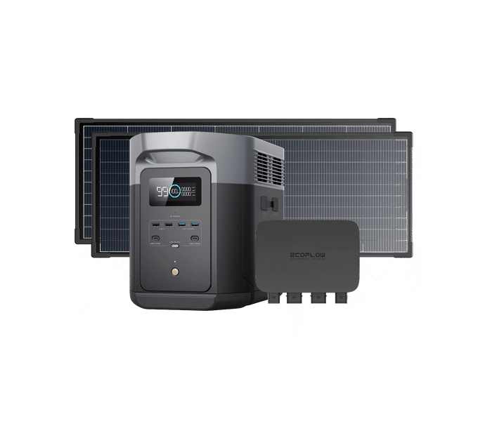 DELTA 2 Max + 2 × 130W Solar Panel + 800W Alternator Charger