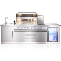 Stainless Steel Kitchen Island, with 6+2 Burners, 98,600 BTUs Gas Grill, Infrared Side Burner, Beverage Refrigerator, Sink, Rotisserie Kit- Big Horn Prime® Series